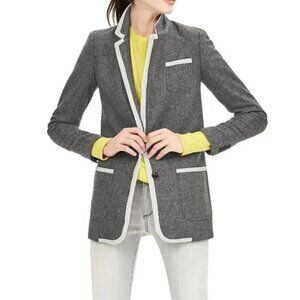 Banana Republic Hackings Blazer Jacket Gray Speckled Wool Blend Size 12